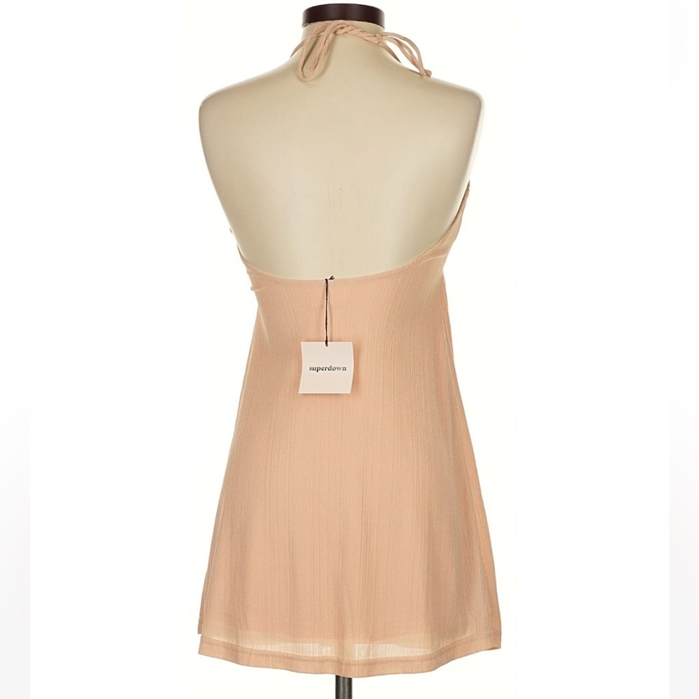Superdown Margo Halter Shift Dress in Champaign Shimmer NEW - Picture 3 of 5